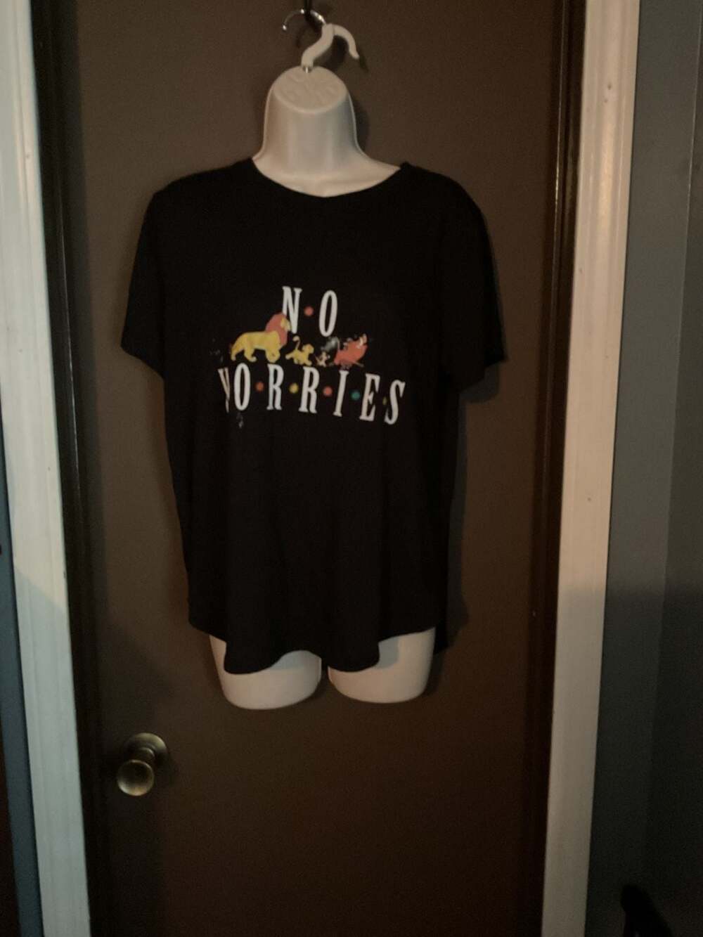 Lion King No Worries Womens Black Graphic T Shirt Size XL
